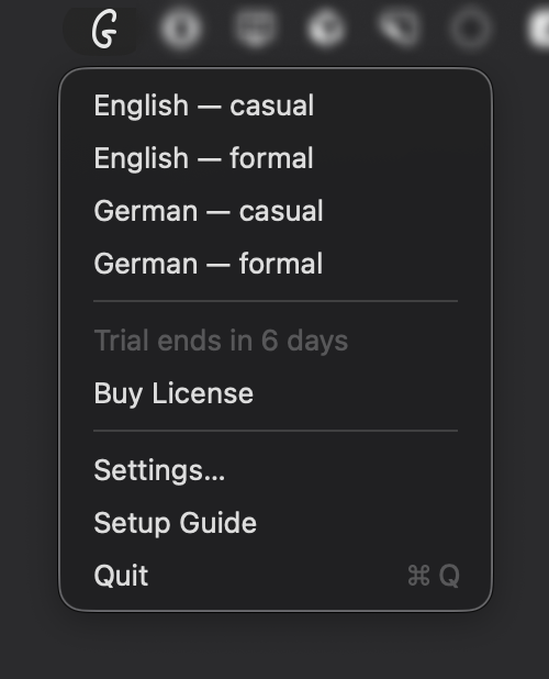 Menu Bar Dropdown